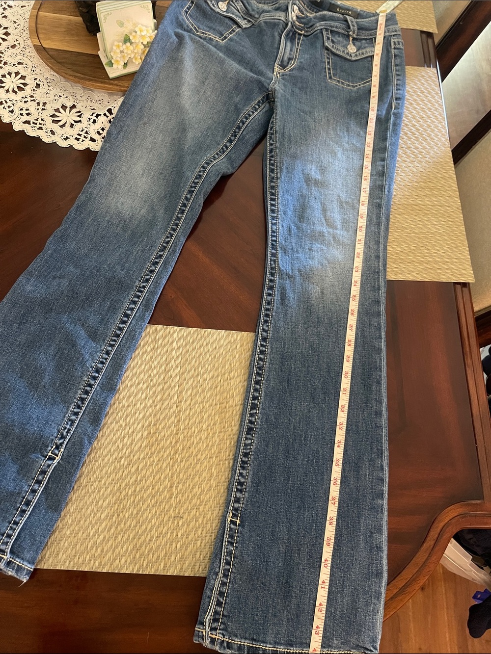 Miss Me Medium Blue Bootcut Jeans with Decorative Pockets - Picture 11 of 11